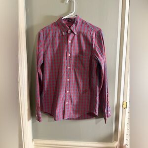 J. Crew Red and Blue Casual Button Down Shirt